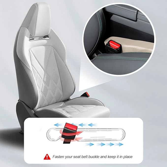 Mandark Car Seat Gap Filler, 2PCS Leather Vehicle Gap Stopper to Fill Between Seat and Console, Automotive Crevice Plug Blocker Accessories from Dropping, Universal for SUV, Sedan, Truck (Beige)