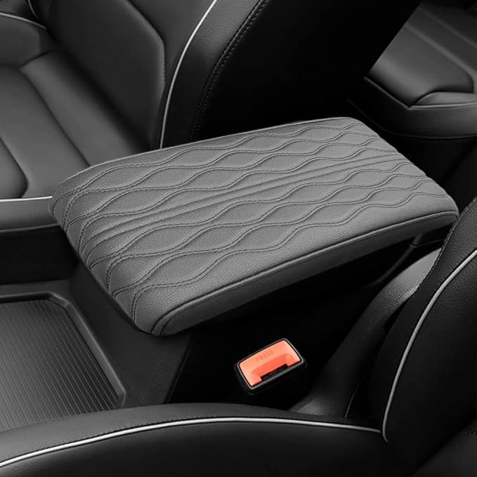 Universal Style Memory Cotton Car Armrest Box Pad, 2026 New Leather Car Armrest Box Pad Waterproof Auto Center Console Pad Universal Arm Rest Cushion Pads for SUV/Truck/Vehicle (Gray)