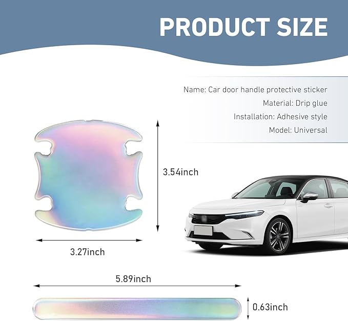 Cuymoap 16 PCS Car Door Bowl and Handle Protectors, Anti-scratch Waterproof Paint Protective Film, Thickened Tight Fit Decoration Trim, Universal Self-adhesive Exterior Part for Car (Multicolored)