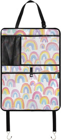 1 Pack Back Seat Car Organizer with Storage Pockets Kick Mats Back Seat Protector Hanging Car Organizer Automotive Seat Back Cover Organizers Gradient Cute Rainbows