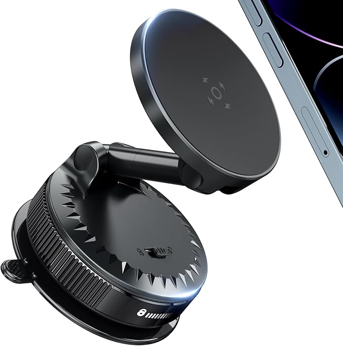 MORKEYA Magnetic Car Phone Holder Mount for Dashboard & Windshield, Strong Suction & N52 Magnet, 360° Adjustable Hands-Free Mount Compatible with iPhone and Android Phones