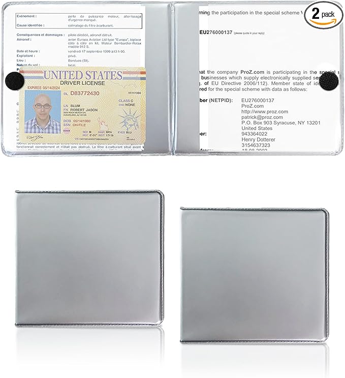 2 PCS Car Registration and Insurance Holder, 10.6''×4.8'' Essential Auto Card Glove Box Organizer with Closure, Vehicle Interior Accessories Perfect for Documents, Cards