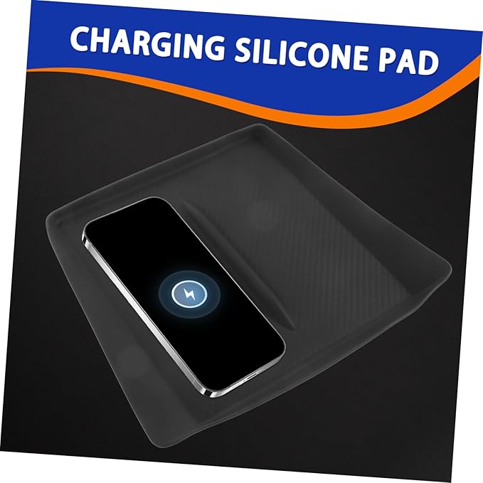 Cordless Charger Pad Slip Soft Silicone Charging Mat for Model Y Center Console Non Slip Phone Holder Durable Dashboard Organizer Charging for Vehicles