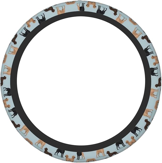 Labradors Yellow Chocolate Black Lab Pet Dogs Universal Fit Steering Wheel Cover for Car, Truck, and SUV, Durable Steering Wheel Protection