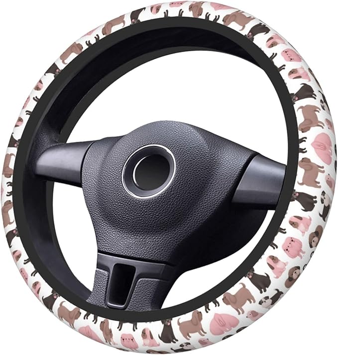 Neoprene Steering Wheel Cover Dog Pattern Colour Car Steering Wheel Cover Universal Fit for Most Cars