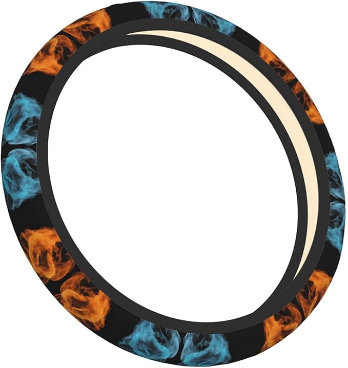 Ice Fires Cool Car Steering Wheel Cover, 15 Inch Steering Wheel Cover Stylish Decor for Most Cars