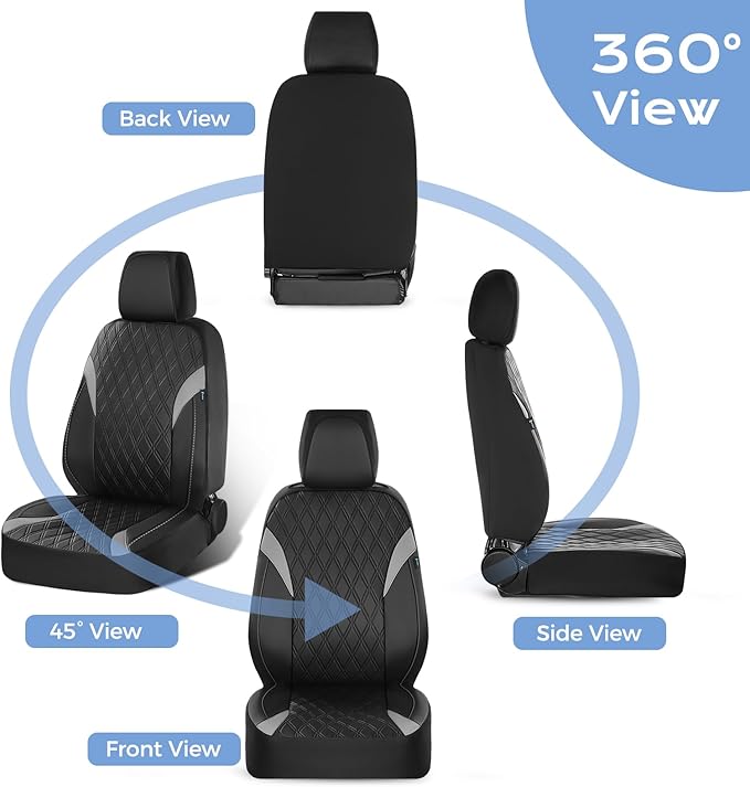FLORICH Seat Covers, Car Seat Covers Full Set, Waterproof Leather Car Seat Protector, Front and Rear Seat Covers for Cars, Automotive Seat Covers Universal Fit for Most Cars SUV Truck