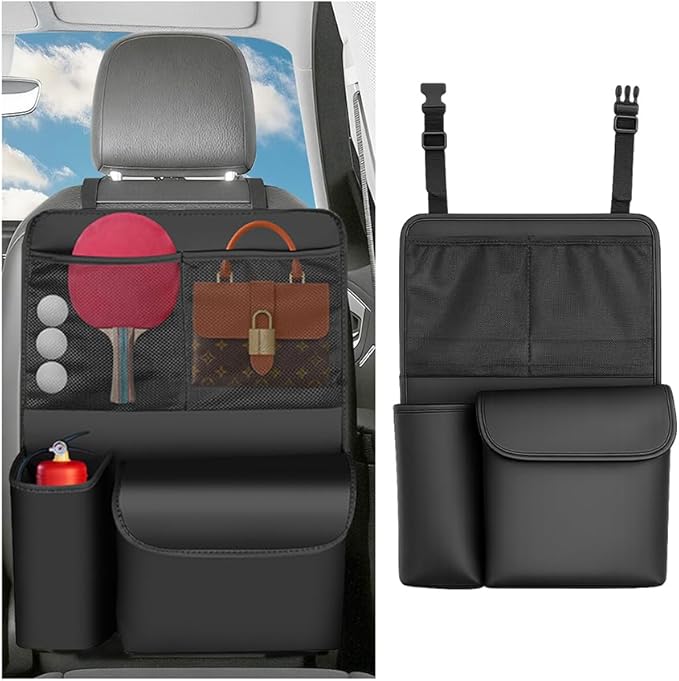 Car Trunk Organizer, Oxford Cloth Hanging Vehicle Backseat Storage Container Bag with 4 Pockets, Automotive Trunk Storage Hanger Organizer, Universal for SUV Van Sedan
