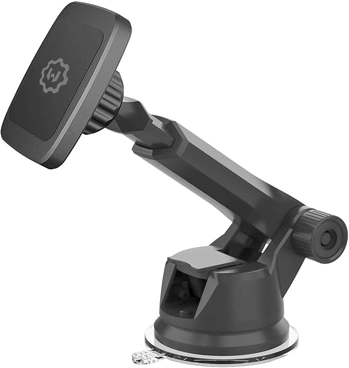 WixGear Universal Magnetic Car Mount Holder, Windshield Mount and Dashboard Mount Holder for Cell Phones and Tablets with Long Arm – (New Version Telescopic Arm)