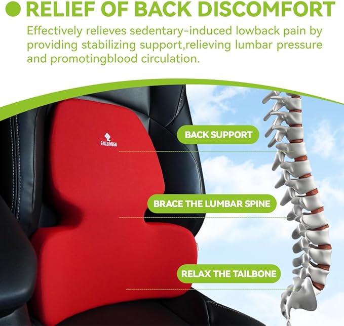 FAIZJUNBEN Lumbar Support Pillow, Memory Foam Cushion, Improve Posture and Relieve Low Back Pain, Lumbar Support for car Seats, Gaming Chairs, Office Chairs, wheelchairs