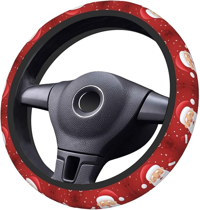 Neoprene Steering Wheel Cover Santa Claus Merry Christmas Car Steering Wheel Cover Universal Fit for Most Cars
