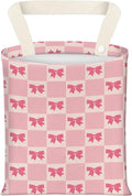 BEAKND Hanging Car Garbage Bag, Cute Car Trash Can Bag, Automotive Accessories for Women Men Cute Pink Bow Checkerboard