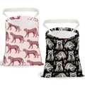 2PCS Leopard Raccoon Print Car Trash Bag Portable Hanging Garbage Bag with Snap Buttons Back Seat Reusable Rubbish Storage Dustbin for Women Man Car Interior Accessories Kitchen Home Travel