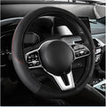 Car Steering Wheel Cover, 15 Inch Carbon Fiber Elastic Vehicle Steering Wheel Protector, Breathable Leather Auto Wheel Covers for Women Men, Interior Car Accessories (Black, AD)