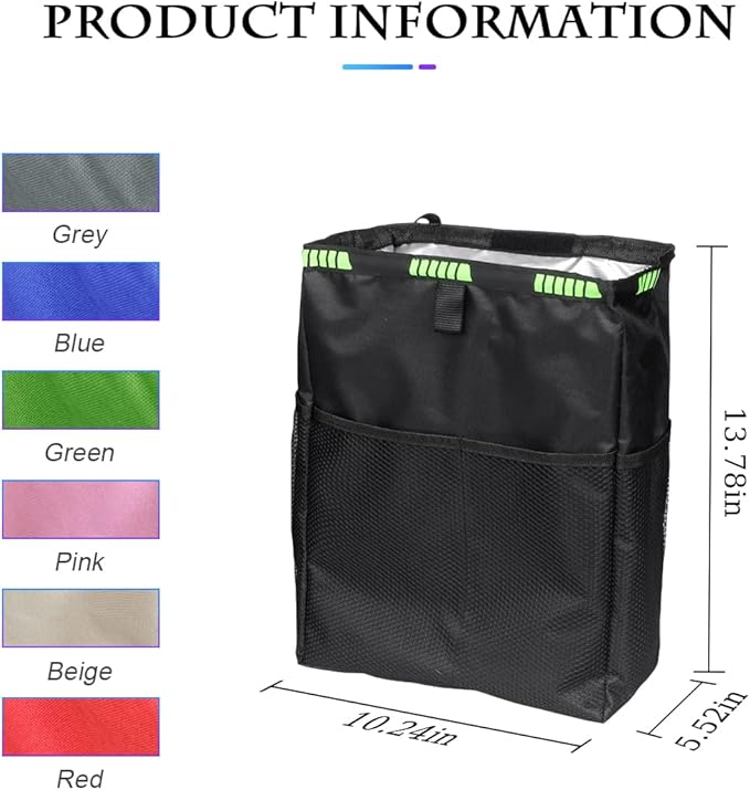 Fekey&JF Hanging Car Trash Can with Storage Pockets, Waterproof Leakproof Oxford Auto Garbage Bag, Multi-Use Organizer for Outdoor Traveling, Foldable Trash Bin for Truck, SUV, Home, Office (Red)