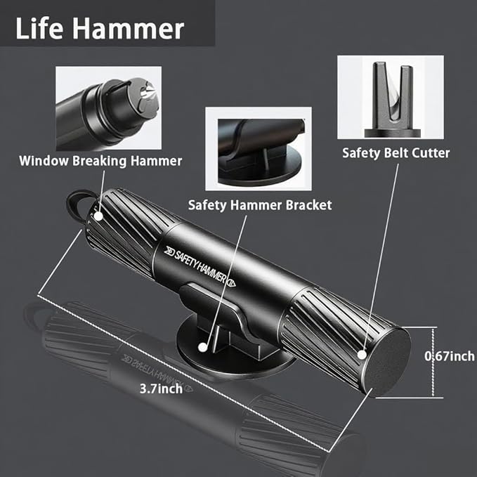 2025 Upgraded Life Hammer Car EscapeTool and Seatbelt Cutter,Beam Lab Life Hammer,Car Hammer Seatbelt Cutter Window Breaker Emergency Escape Tool,Seat Belt Cutter and Glass Breaker for Cars(4PCS)