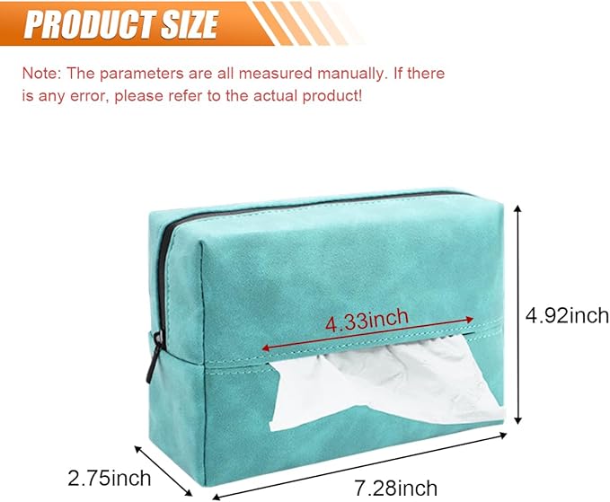 Car Tissue Holder, Rectangular Tissues Box Cover, Back Seat Tissue Dispenser for Tissues, Car Napkin Holder with Elastic Band, Fits for Storage & Organizer (Blue)