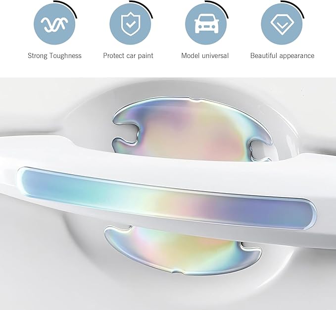 8 PCS Car Door Handle Protector Stickers, Anti-Scratch Door Bowl Paint Guard Stickers, Self-Adhesive Car Doors Paint Protective Film, Universal for Most Cars (Multicolored)