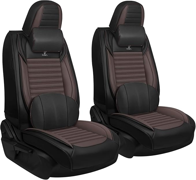 ARTIBY Seat Covers Custom Fit for Mitsubishi Outlander 2004-2025, Breathable and Comfortable Leather Seat Cover, Deluxe Waterproof Cushion Cover Auto Interior Accessories,Standard (Black Brown)
