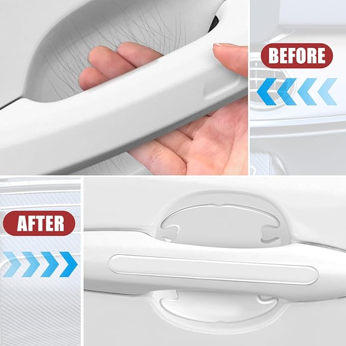 8PCS Car Door Handle Protector, Waterproof Anti-Scratch Transparent Bowl Door Side & Rear View Mirror Paint Protection Film, Automotive Trim Guard Invisible Stickers, Universal Fit