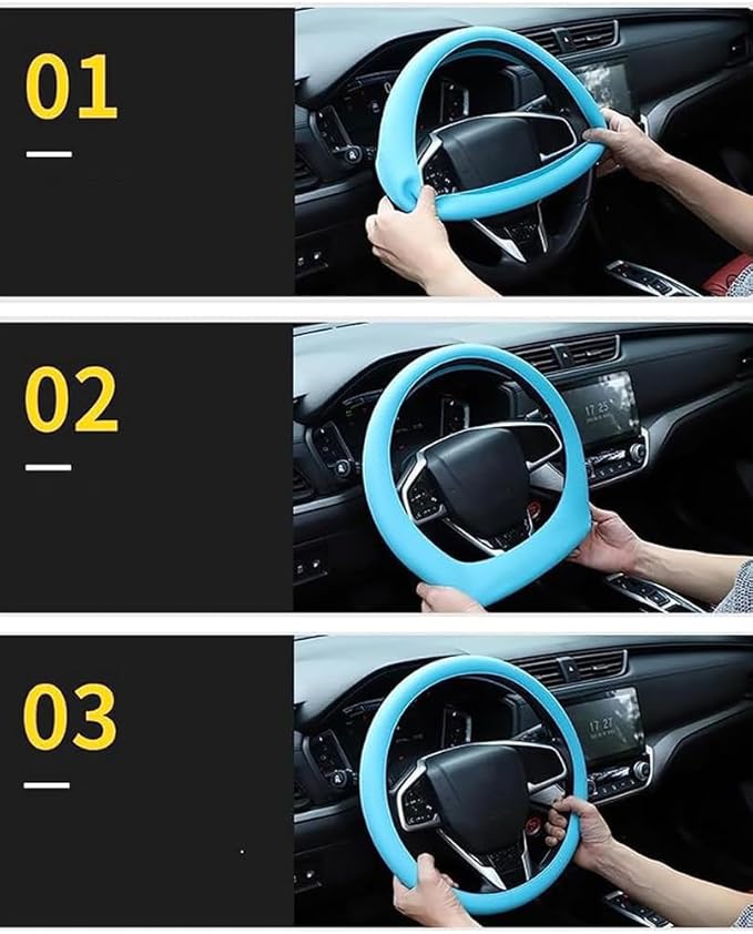 Cool Non-Slip Silicone Steering Wheel Protector, Universal Car Steering Wheel Protective Cover, Non-Slip Silicone Ultra Thin Steering Wheel Cover (Yellow)