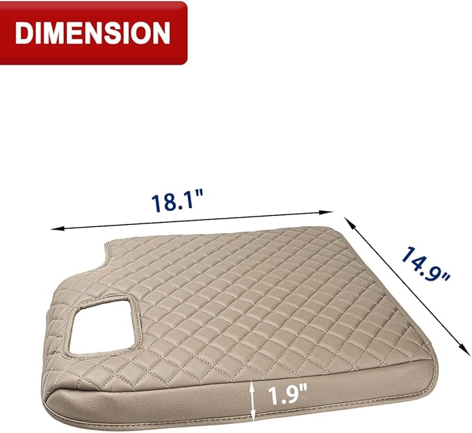 KBH Center Console Armrest Cover for Ford F250 F350 F450 Super Duty 1999-2001 Jump Seat, Arm Rest Cushion Pad Protector, Anti-Scratch, Beige