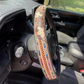 Western Steering Wheel Cover,Retro Western Cowboy Car Universal Steering Wheel Cover,Embossed Hand-Painted Leather Western Car Accessories, for Women Man, Anti-Slip Design Easy to Install (C)