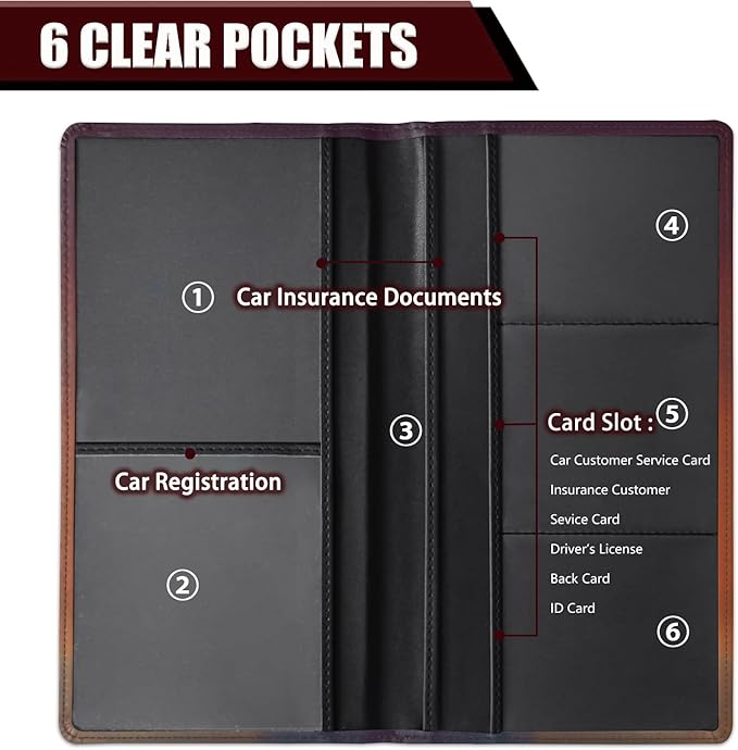 Car Document Holder with Magnetic Shut, Car Registration and Insurance Card Holder, Vehicle Glove Box Organizer Documents, Driver License, Auto Paperwork Organizer Wallet, Colorful Baby Dragon Pattern