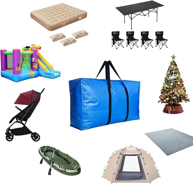 155 Gallon Extra Large Storage Bags, Jumbo Storage Bags, Foldable Big Turquoise Waterproof Storage Bag, 60x30x20inch - 1PACK