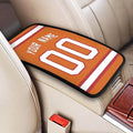 Custom Car Armrest Cover,Add Personalized Name and Number As Gifts for Loyal Football Fans,American Football Auto Center Console Pad Car handrail Box Cushion,Fit for Most Car Seat Box Cover Protector