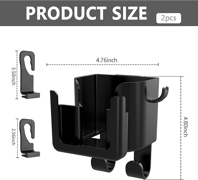 2PCS Multifunctional Car Cup Holder + Car Phone Holder + Car Purse Hook,Hanging Back Seat Car Organizer with Headrest Hooks,Universal Car Organizer Car Accessories Interior
