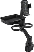 VBESTLIFE 4 in 1 Car Cup Holder Expander Tray, Car Cup Holder + Phone Mount + Food Tray Multifunctional Cup Holder Tray with 360° Rotation Base, for Truck RV Driver Road