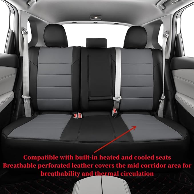 coverdream Full Set Custom Fit Rogue Car Seat Covers for Nissan Rogue Hybrid,Sport 2020 2021 2022,Full Coverage Leather Seat Protector(Black/Gray)