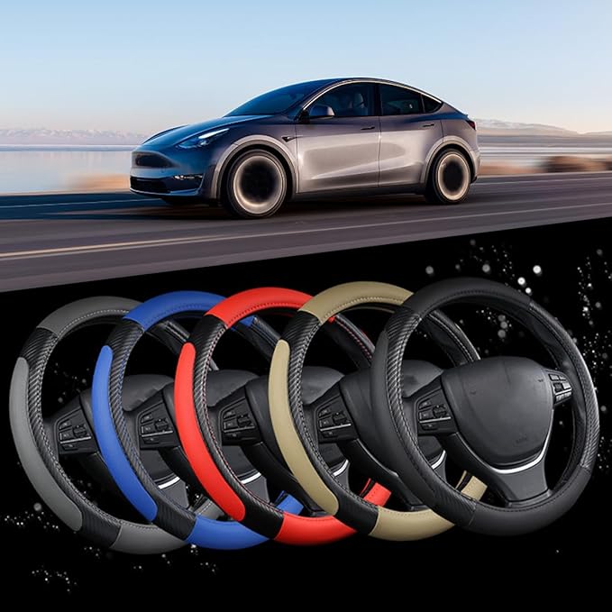 zipelo Elastic Stretch Steering Wheel Cover, Microfiber Breathable Ice Silk, Universal 15 Inch Anti-Slip Car Steering Wheel Protector, Warm in Winter and Cool in Summer for Women (Style1-Gray)