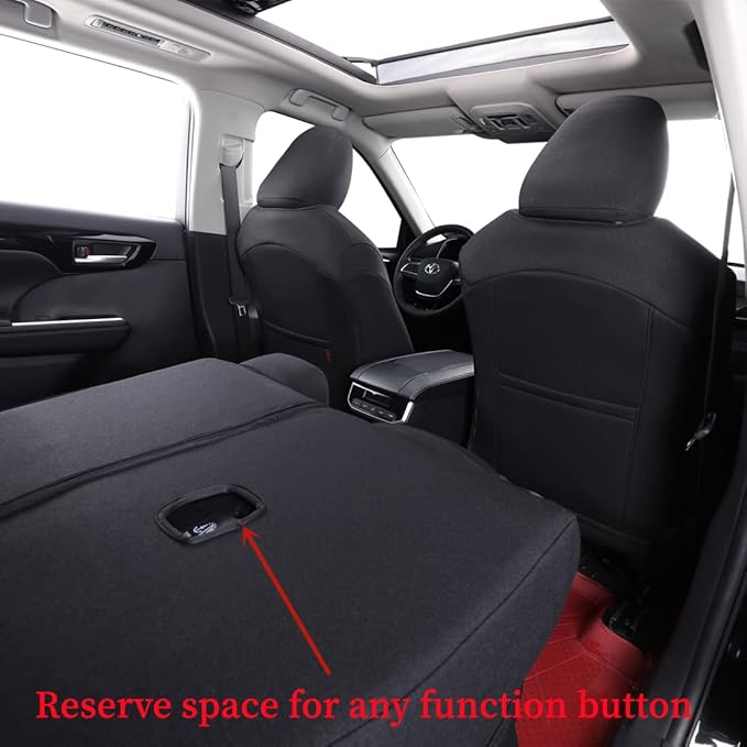 coverdream Grand Highlander Seat Covers for 2024 2025 2026 Toyota Grand Highlander SUV,2nd Row 40/60 Split,Fully Covered,UV Resistant Polyester Car Seat Protector(Full Set,Black)