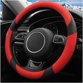 HZEL Car Steering Wheel Cover, 15 Inch PU Leather Breathable Anti-Slip Vehicle Steering Wheel Protecter with Inner Ring, Automotive Interior Accessories, Universal for SUV Sedan Truck (Red)