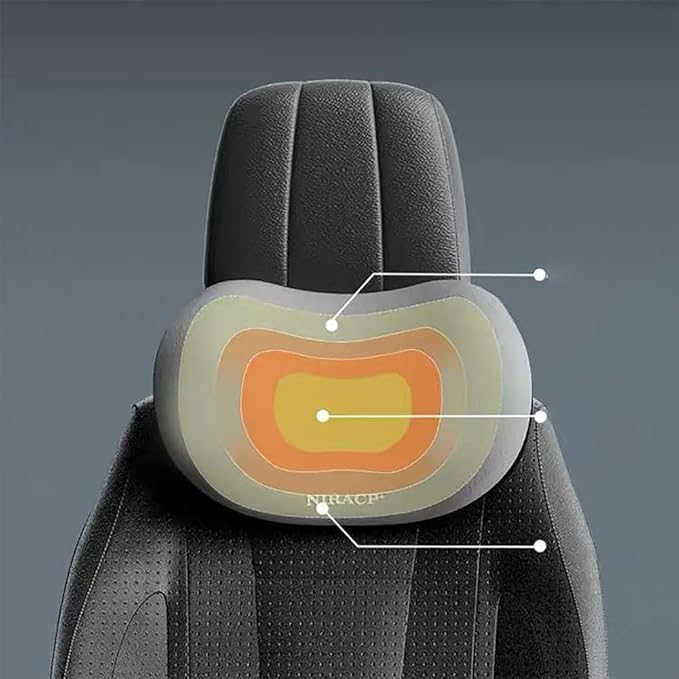 Car Seat Headrest Lumbar Support Kit for Tesla Model Y 2021 2022 2023, Ergonomic Memory Foam Head Neck Pillow Back Cushion Drivers Travel Anti Fatigue,B/Coffee Color