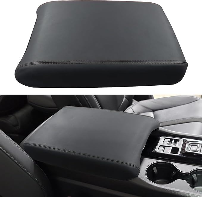 Armrest Cover for Honda Pilot Accessories 2023-2025 / Passport Accessories 2024-2026 / Ridgeline Accessories 2024 2025 Center Console Leather Pad Arm Rest Protector Cushion (Black Stitches)
