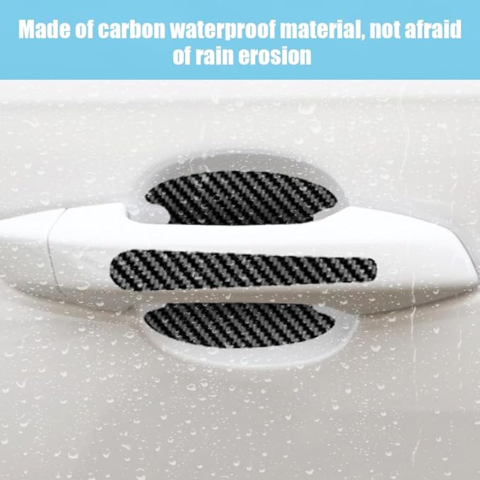 8PCS Car Door Handle Scratch Protectors, Carbon Fiber Car Door Handle Bowl Sticker, Universal Auto Doors Handles Paint Guard Cover, Doors Handles Cup Protective Film for Cars (Black)