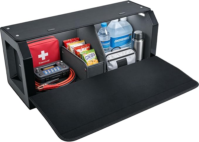 CarCrate Trunk Organizer SUV with Light, Trunk Storage Box with Light, Trunk Organizer with Magnetic Lid & Sturdy Handle, Waterproof Car Storage Powered by 4 AA Batteries(Batteries Not Included)