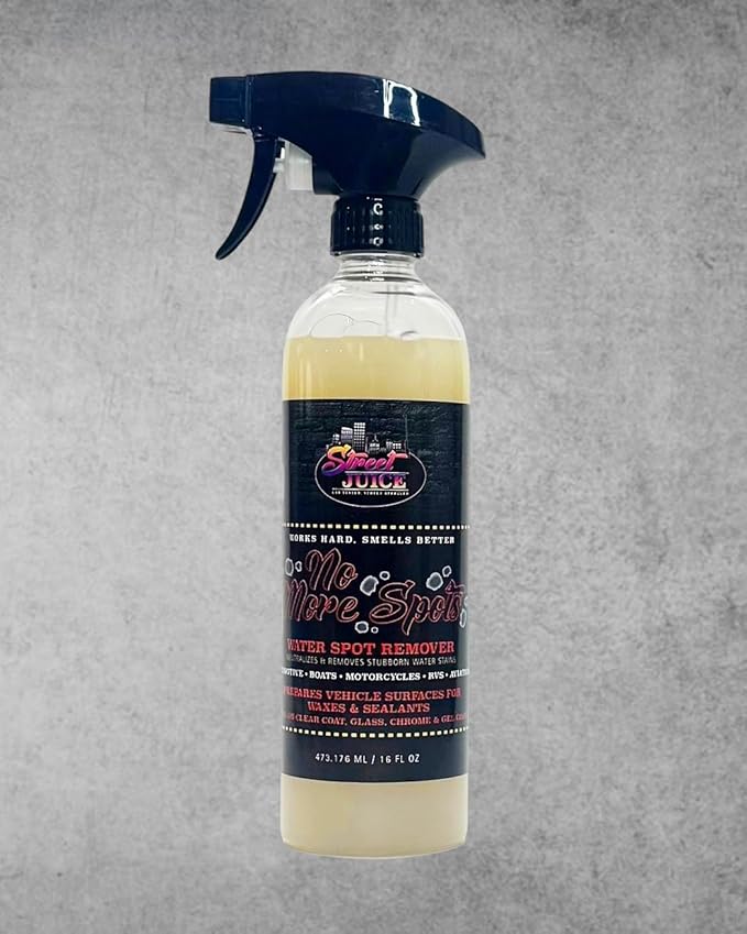 No More Spots NMS-16 Street Juice Products Water Spot Remover Safe for Paint, Glass, Chrome, Fiberglass, and Gel Coat Safe for Cars, Trucks, Motorcycles, Boats, RVs & More, 16 fl oz