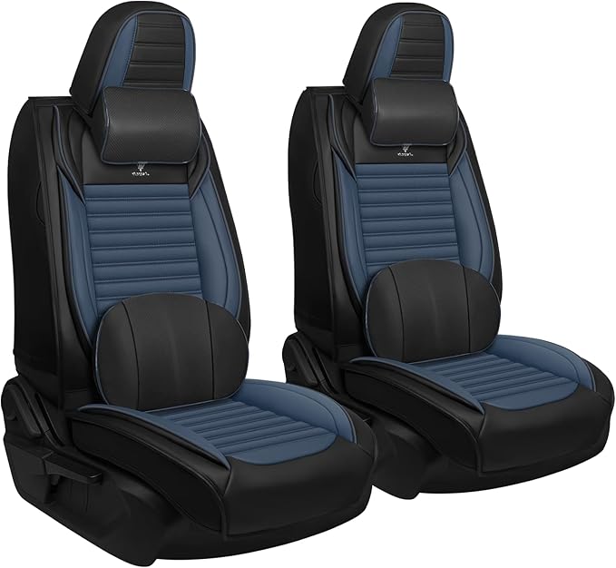ARTIBY Seat Covers Custom Fit for Mitsubishi Outlander 2004-2025, Breathable and Comfortable Leather Seat Cover, Deluxe Waterproof Cushion Cover Auto Interior Accessories,Standard (Black Blue)