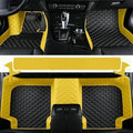 Custom Making Car Floor Mats for 90% Car Model Luxury Leather All Weather Waterproof Anti-Skid Full Coverage Liners (Black and Yellow)