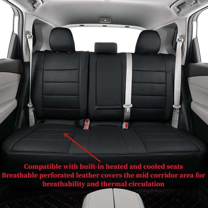 coverdream Rogue Seat Covers Full Set for 2021-2025 2026 Nissan Rogue S,SV(Not for Sport),Fully Covered Luxury Waterproof Leather Car Seat Protector,Stain-Resistant (Black)