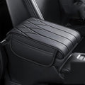 Car Center Console Cover for Ford Bronco Badlands/Sasquatch 2021-2025, Leather Armrest Pad Comfortable Waterproof Arm Rest Box Cushion Protector with Storage Bag,Normal-B/Black