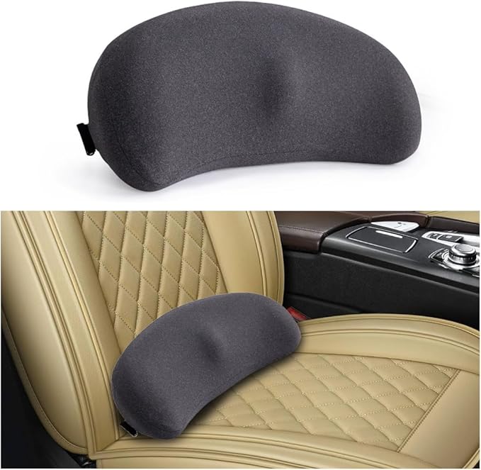 Car Lumbar Support Pillow, Ergonomic Memory Foam Vehicle Seat Back Support Pillow for Sciatica Pain Relief, Comfortable Automotive Seat Cushion Pad, Universal for SUV RV Truck (Dark Gray)