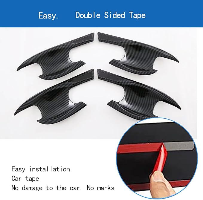 GZZHANMU Exterior Door Handle Bowl Cover Trim Fit for Honda Accord 11th 2023 2024 2025，Car Accessories Paint Scratch Protector ABS（Carbon Fiber Style）