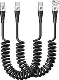 USB C Cable 3A Fast Charging 5FT Coiled USBC to USBC Charger Cable for Car, Short USB Type C Cord for iPhone 17/16/15/Pro/Plus/Pro Max/Samsung Galaxy S23, Compatible All Type C Devices-2Pack