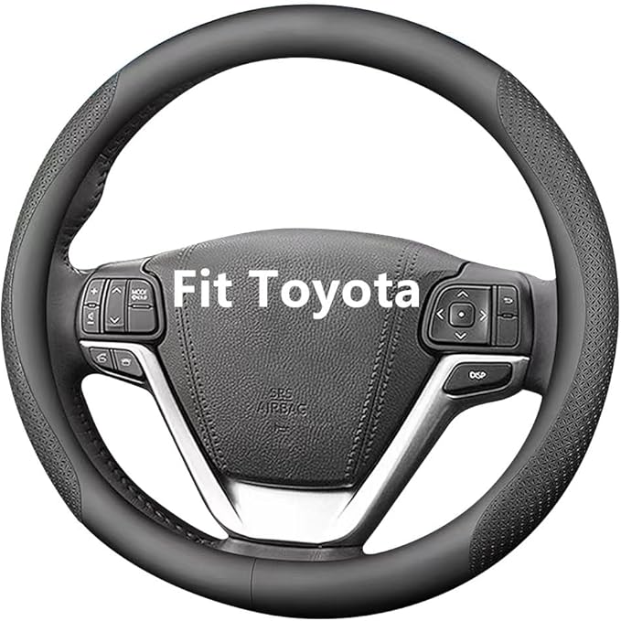 HAOTULE Nappa Leather Slim Stylish Steering Wheel Cover,for Toyota Steering Wheel Cover Interior Conversion (Black)
