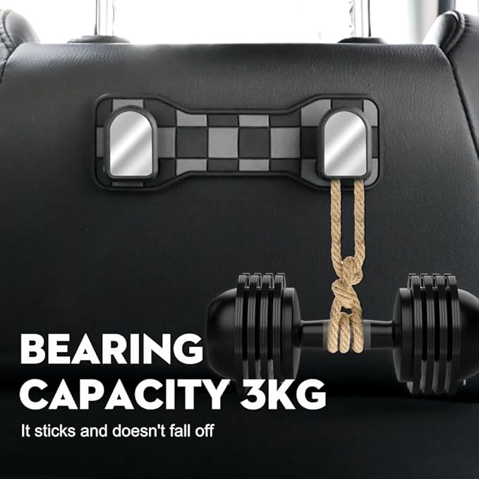 NHHEO Car Hooks, Strong Self-Adhesive Multifunctional Metal Backseat Dashboard Hangers Universal Vehicle Hook for Key Charging Cable Earphone Bag(Black)